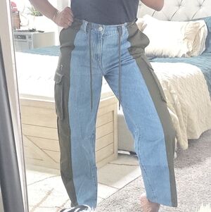 Stylish Blue and Green Women's Jeans